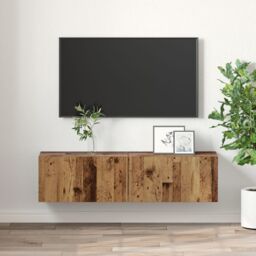 Berkfield Home TV Cabinet Set Old Wood Solid Reclaim wood Medium TV Cabinet - thumbnail 4