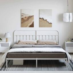 Berkfield Home Metal Bed Frame with Headboard White 183x213 cm - thumbnail 4
