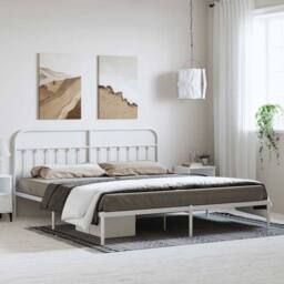 Berkfield Home Metal Bed Frame with Headboard White 183x213 cm - thumbnail 2