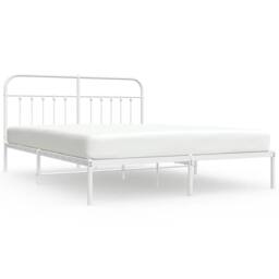 Berkfield Home Metal Bed Frame with Headboard White 183x213 cm - thumbnail 1