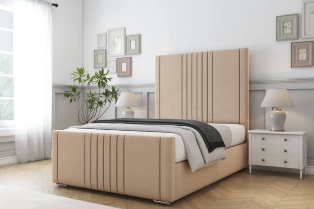"Comfort Beds Royal Plush Bed Frame With Mattress-50"" Upholstered in Stone - Size: Single" - image 1