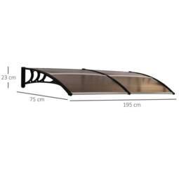 STILVORA Door Awning 195 cm with Curved Design in Brown - thumbnail 3