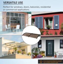 STILVORA Door Awning 195 cm with Curved Design in Brown - thumbnail 7