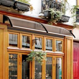STILVORA Door Awning 195 cm with Curved Design in Brown - thumbnail 2