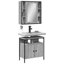Berkfield Home Durable 2 Piece Bathroom Furniture Set Grey Sonoma Engineered Wood - thumbnail 2