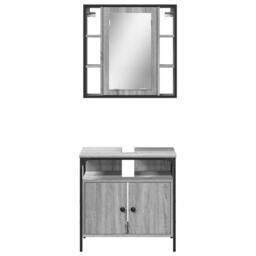 Berkfield Home Durable 2 Piece Bathroom Furniture Set Grey Sonoma Engineered Wood - thumbnail 6