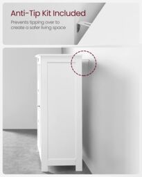 VASAGLE Bathroom Floor Cabinet with 3 Drawers & Adjustable Shelf in White - thumbnail 6