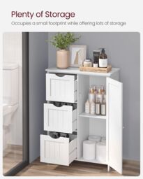 VASAGLE Bathroom Floor Cabinet with 3 Drawers & Adjustable Shelf in White - thumbnail 3