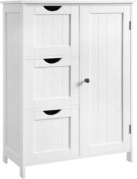 VASAGLE Bathroom Floor Cabinet with 3 Drawers & Adjustable Shelf in White - thumbnail 9