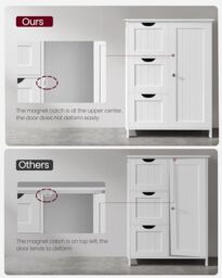 VASAGLE Bathroom Floor Cabinet with 3 Drawers & Adjustable Shelf in White - thumbnail 8