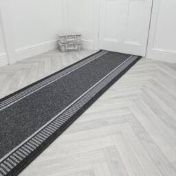 runrug Hallway Runner Rug - Non-Slip, Hardwearing, 5mm - 'Promenade' in Grey - Size: 80 cm x 330 cm - thumbnail 6
