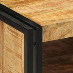 Berkfield Home Coffee Table 50x50x38 cm Solid Rough Wood Mango in Brown - Size: 50 x 50 x 38 cm - thumbnail 6