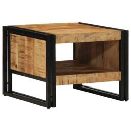 Berkfield Home Coffee Table 50x50x38 cm Solid Rough Wood Mango in Brown - Size: 50 x 50 x 38 cm - thumbnail 3