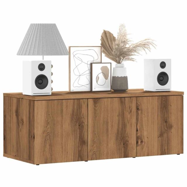 Berkfield Home TV Cabinet Artisan Oak 80x34x30 cm Engineered Wood in Brown - Size: 80 x 34 x 30 cm - image 1
