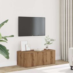 Berkfield Home TV Cabinet Artisan Oak 80x34x30 cm Engineered Wood in Brown - Size: 80 x 34 x 30 cm - thumbnail 3