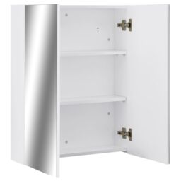 Berkfield Home Bathroom Mirror Cabinet White 60x15x75 cm MDF - Size: 60 x 15 x 75 cm - thumbnail 3