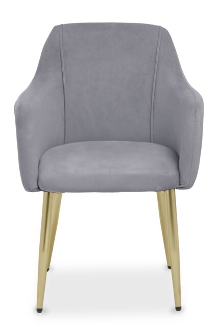 Orsina Velvet Dining Chair, Mid-Century Modern Velvet Dining Chair, Stylish Gold Accented Dining Chair in Grey - image 1