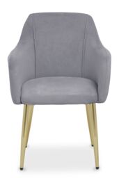 Orsina Velvet Dining Chair, Mid-Century Modern Velvet Dining Chair, Stylish Gold Accented Dining Chair in Grey - thumbnail 1