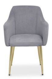 Orsina Velvet Dining Chair, Mid-Century Modern Velvet Dining Chair, Stylish Gold Accented Dining Chair in Grey - thumbnail 6