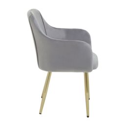 Orsina Velvet Dining Chair, Mid-Century Modern Velvet Dining Chair, Stylish Gold Accented Dining Chair in Grey - thumbnail 3