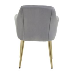 Orsina Velvet Dining Chair, Mid-Century Modern Velvet Dining Chair, Stylish Gold Accented Dining Chair in Grey - thumbnail 4