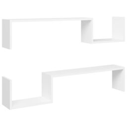 Berkfield Home Wall Shelf 2 pcs White 100x15x20 cm Engineered Wood - Size: 100 x 15 x 20 cm - thumbnail 2
