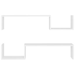 Berkfield Home Wall Shelf 2 pcs White 100x15x20 cm Engineered Wood - Size: 100 x 15 x 20 cm - thumbnail 5
