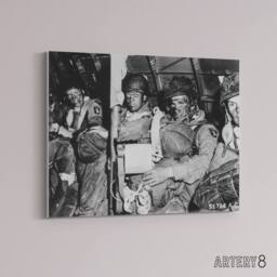 "Artery8 War WWII USA Paratroopers D Day 1944 Canvas Wall Art Print in Grey - Size: W18"" x H24""" - thumbnail 2