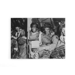 "Artery8 War WWII USA Paratroopers D Day 1944 Canvas Wall Art Print in Grey - Size: W18"" x H24""" - thumbnail 1