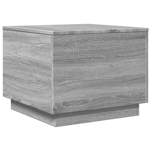 Berkfield Home Modern Coffee Table with LED Lights Grey Sonoma 50x50x40 cm - Size: 50 x 50 x 40 cm - image 1