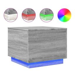 Berkfield Home Modern Coffee Table with LED Lights Grey Sonoma 50x50x40 cm - Size: 50 x 50 x 40 cm - thumbnail 3