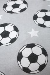 Catherine Lansfield 'Brushed Cotton Football Stars' Fitted Sheet in Grey - Size: Single - thumbnail 2