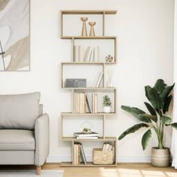 Berkfield Home Room Divider Bookcase 6-Tier Sonoma Oak 70x24x193 cm Engineered Wood in Light Tan - Size: 70 x 24 x 193 cm - thumbnail 3