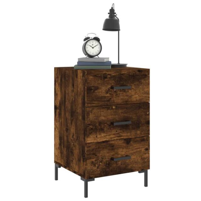 Berkfield Home Modern Bedside Cabinet Smoked Oak 40x40x66 cm Engineered Wood in Brown - Size: 40 x 40 x 66 cm - image 1