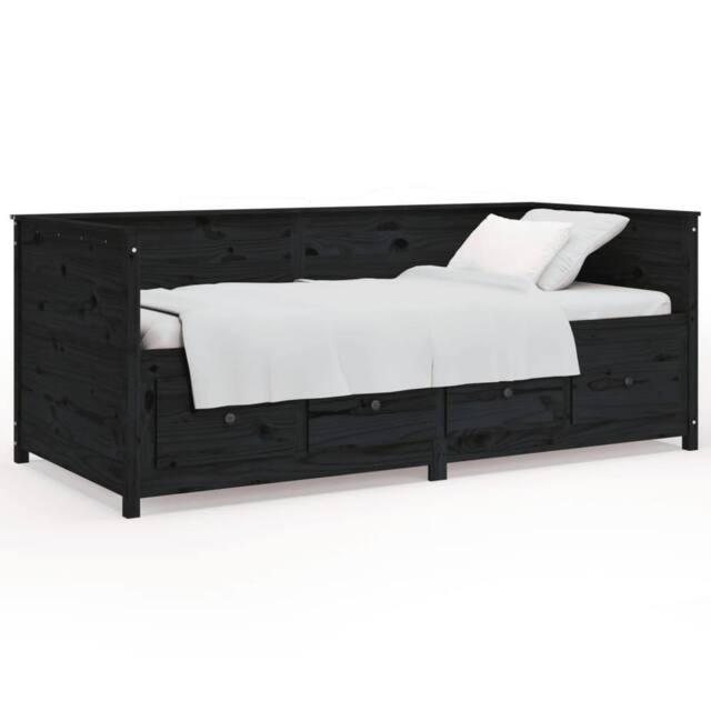 Berkfield Home Day Bed Black 90x200 cm Solid Wood Pine - image 1