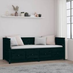 Berkfield Home Day Bed Black 90x200 cm Solid Wood Pine - thumbnail 4