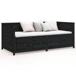 Berkfield Home Day Bed Black 90x200 cm Solid Wood Pine - thumbnail 5