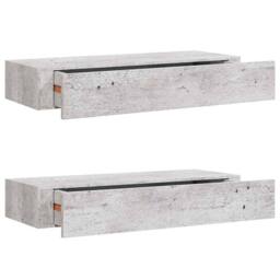 Berkfield Home Wall Drawer Shelves 2 pcs Concrete Grey 60x23.5x10cm MDF - Size: 60x23.5x10 cm - thumbnail 3