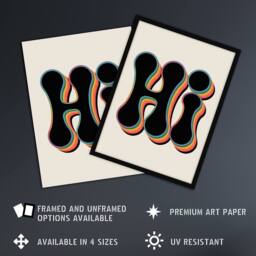 "Artery8 Hi Midcentury Modern Rainbow Font Typography Wall Art Print - Size: W12"" x H16""" - thumbnail 2