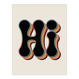 "Artery8 Hi Midcentury Modern Rainbow Font Typography Wall Art Print - Size: W12"" x H16""" - thumbnail 1