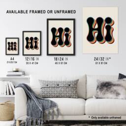 "Artery8 Hi Midcentury Modern Rainbow Font Typography Wall Art Print - Size: W12"" x H16""" - thumbnail 3