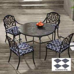 OUTSUNNY Set of 4 Outdoor Seat Cushions Water Repellent Seat Pads with Ties in Blue - thumbnail 1