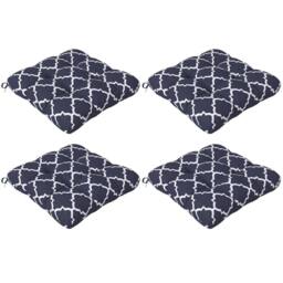 OUTSUNNY Set of 4 Outdoor Seat Cushions Water Repellent Seat Pads with Ties in Blue - thumbnail 2
