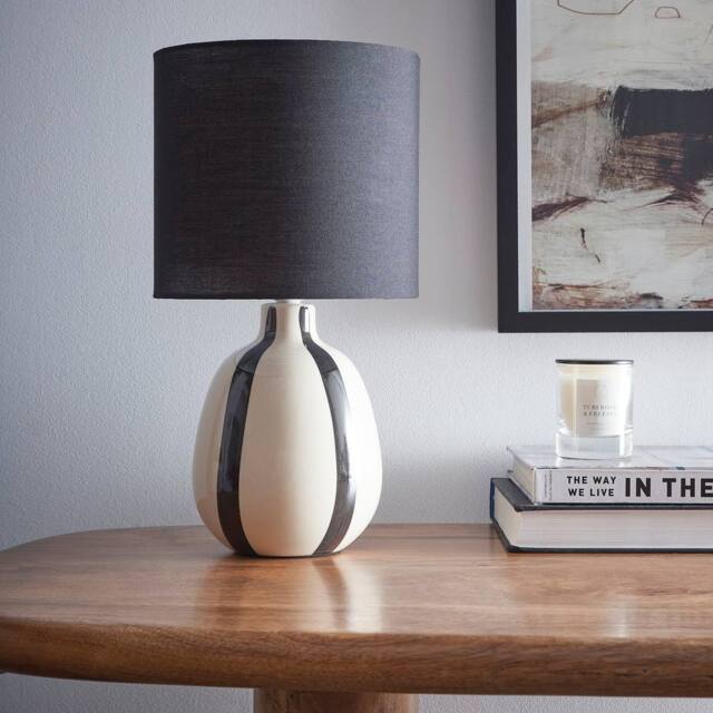K LIVING Toga Black Stripe Ceramic Table Lamp - image 1