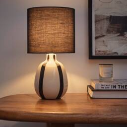 K LIVING Toga Black Stripe Ceramic Table Lamp - thumbnail 2