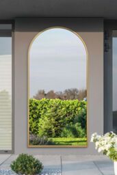 "MirrorOutlet Gold Framed Arched Leaner/Wall Garden Mirror 79"" x 39"" (200x100CM) in Black - Size: 1 Pack" - thumbnail 2