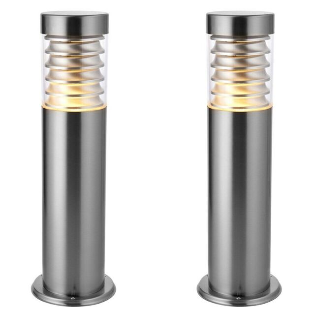 Loops 2 PACK Outdoor IP44 Bollard Light Marine Grade Steel Lamp Post Garden Patio in Metallics - image 1