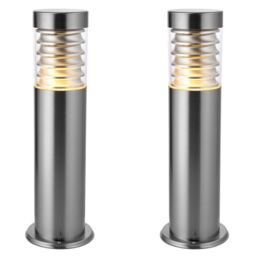 Loops 2 PACK Outdoor IP44 Bollard Light Marine Grade Steel Lamp Post Garden Patio in Metallics - thumbnail 1