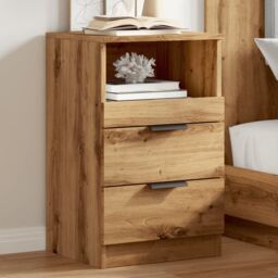 Berkfield Home Bedside Cabinet Artisan Oak 40x36x65 cm Engineered Wood in Brown - Size: 40 x 36 x 65 cm - thumbnail 3