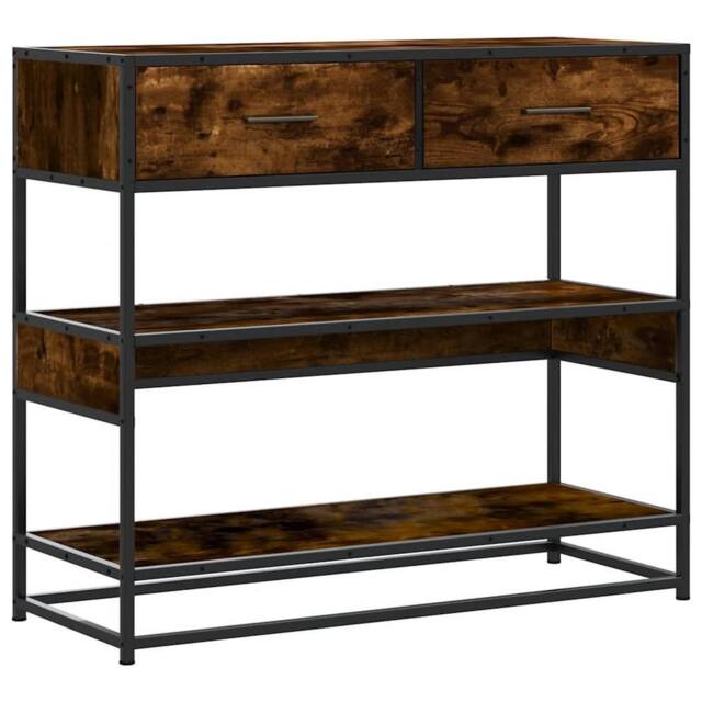 Berkfield Home Console Table Smoked Oak 90x35x80 cm Engineered Wood in Brown - Size: 90 x 35 x 80 cm - image 1